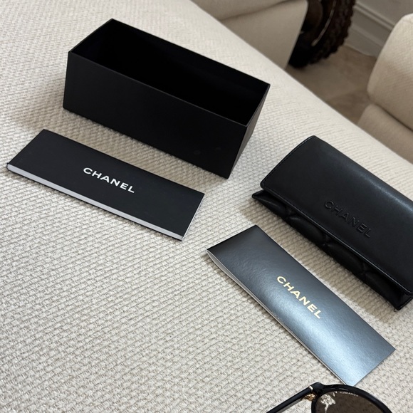 CHANEL Black and Gold Sunglasses with Case - Picture 12 of 12